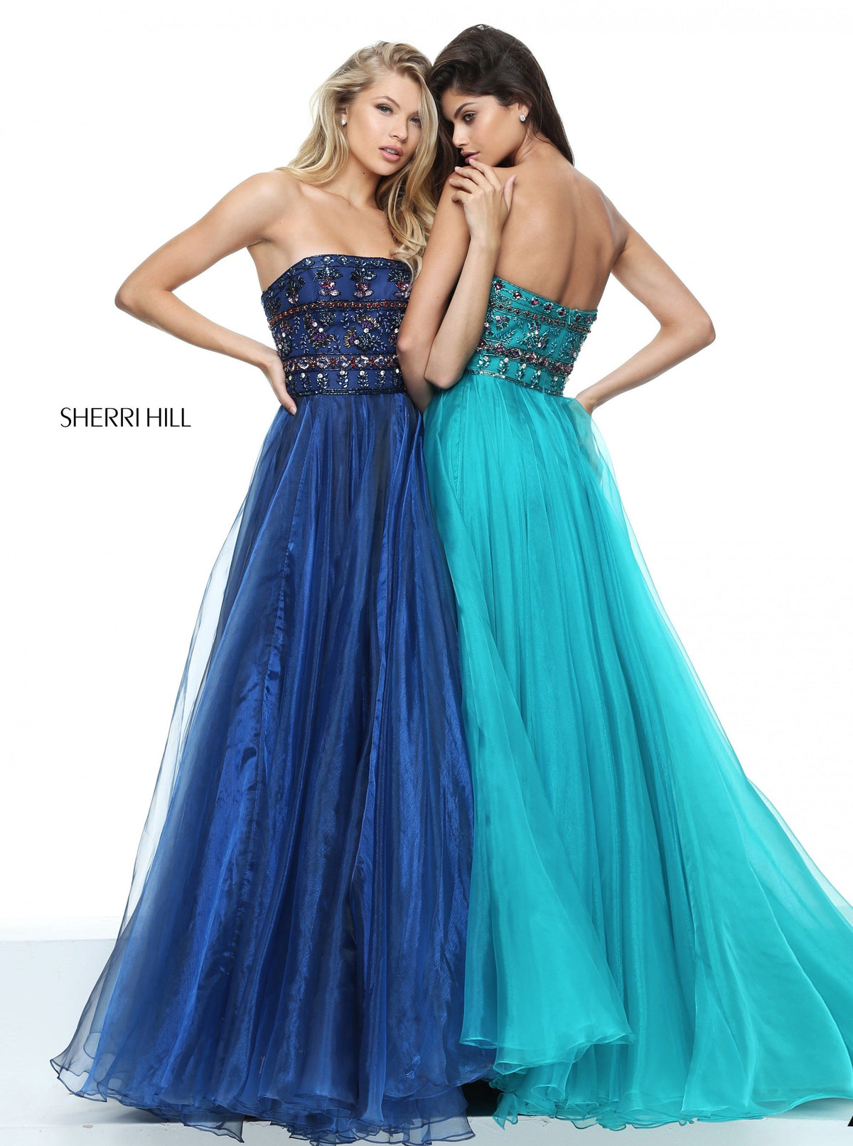 Sherri Hill 50344 organza sequined beaded bodice A-line gown