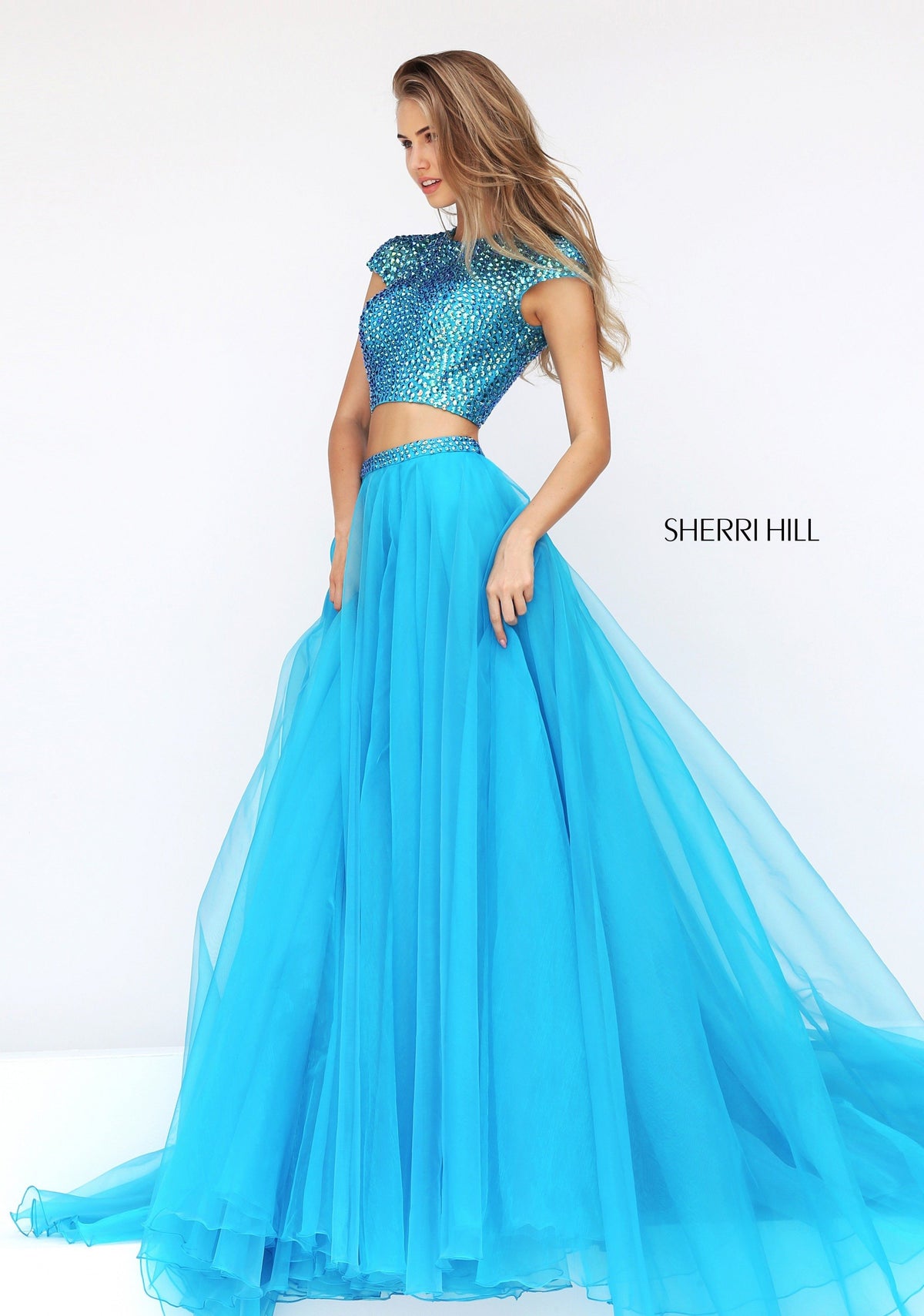 Sherri Hill 50561 two piece beaded bodice with organza skirt