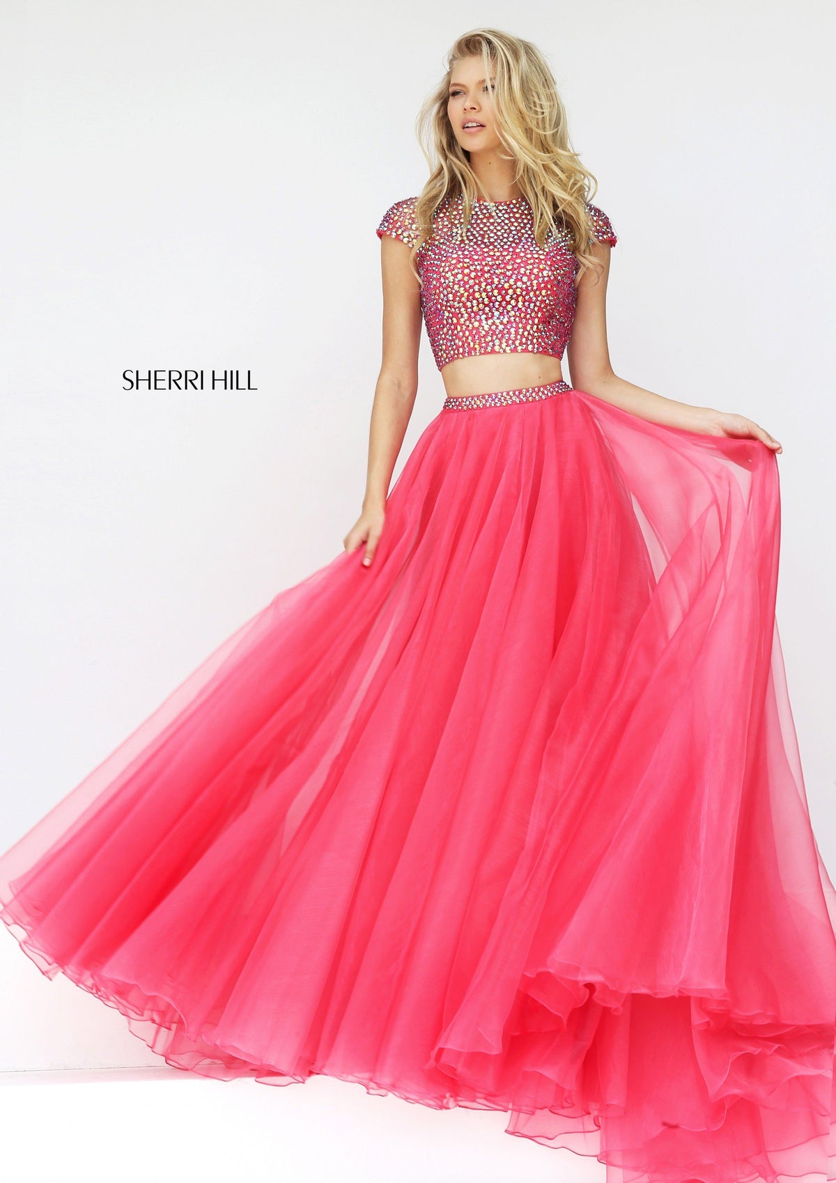 Sherri Hill 50561 two piece beaded bodice with organza skirt