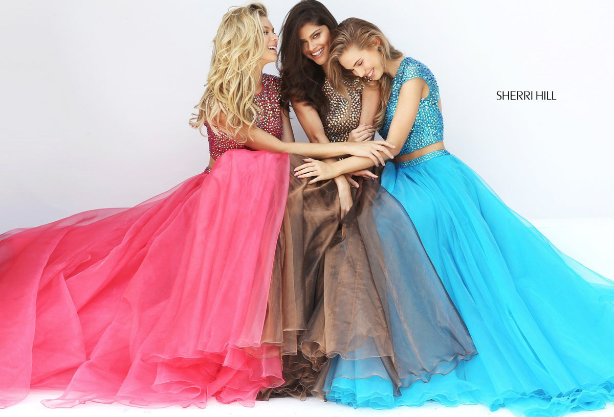 Sherri Hill 50561 two piece beaded bodice with organza skirt