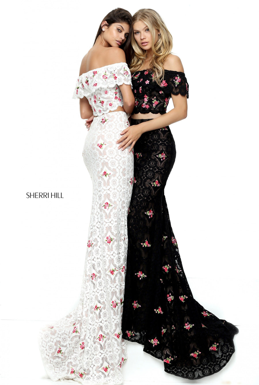 Sherri Hill style 50785 in black, Crochet Two Piece Fitted Mermaid Skirt