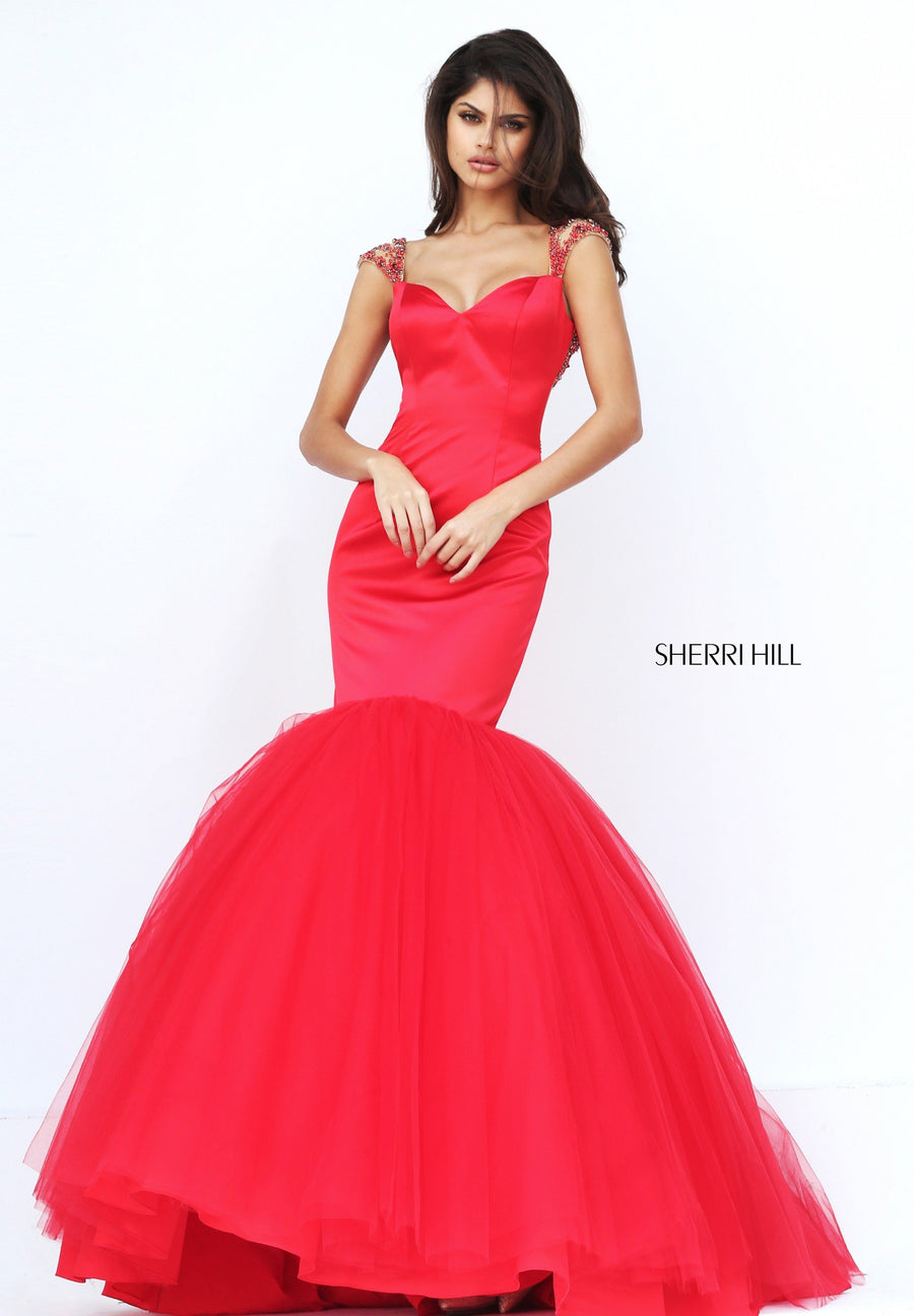 Sherri Hill style 50822 in red, Satin Mermaid Gown