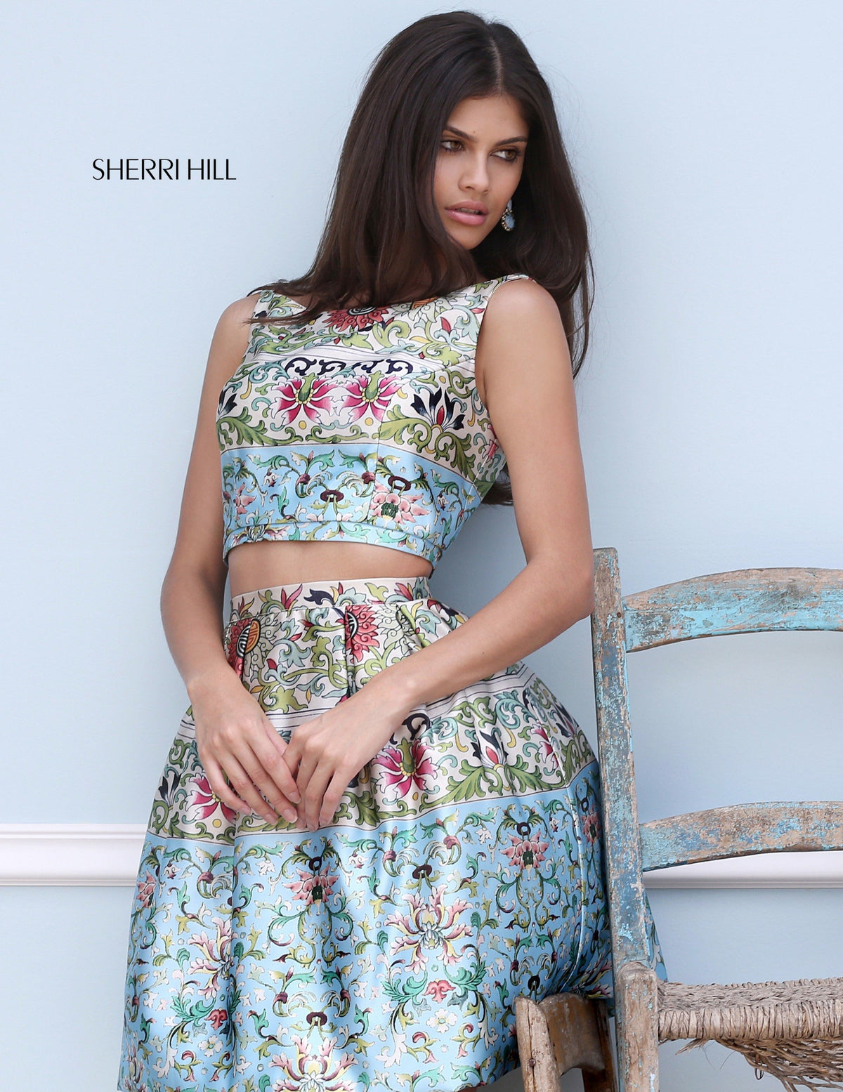 Sherri Hill 50854 two-piece multi print cocktail gown