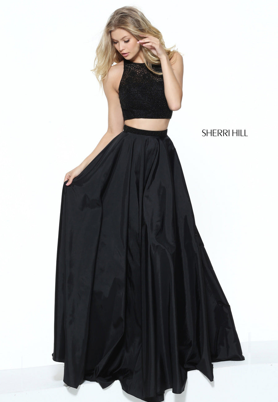 Sherri Hill style 50803 in black, High Neck Two Piece Beaded Top