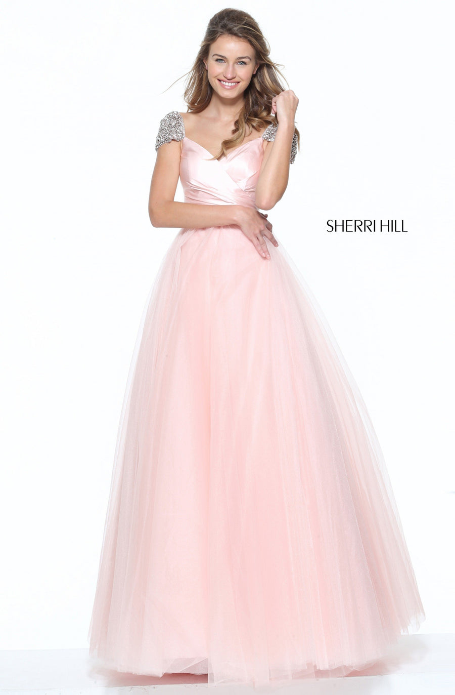 Sherri Hill style 50863 in blush, Tulle Ball Gown