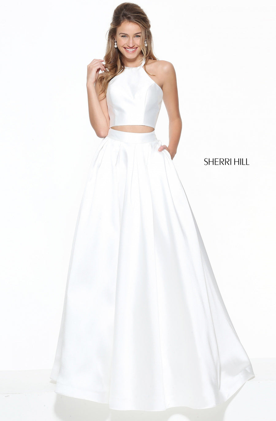 Sherri Hill style 50893 in ivory, Two Piece Box Pleated Ball Gown Skirt