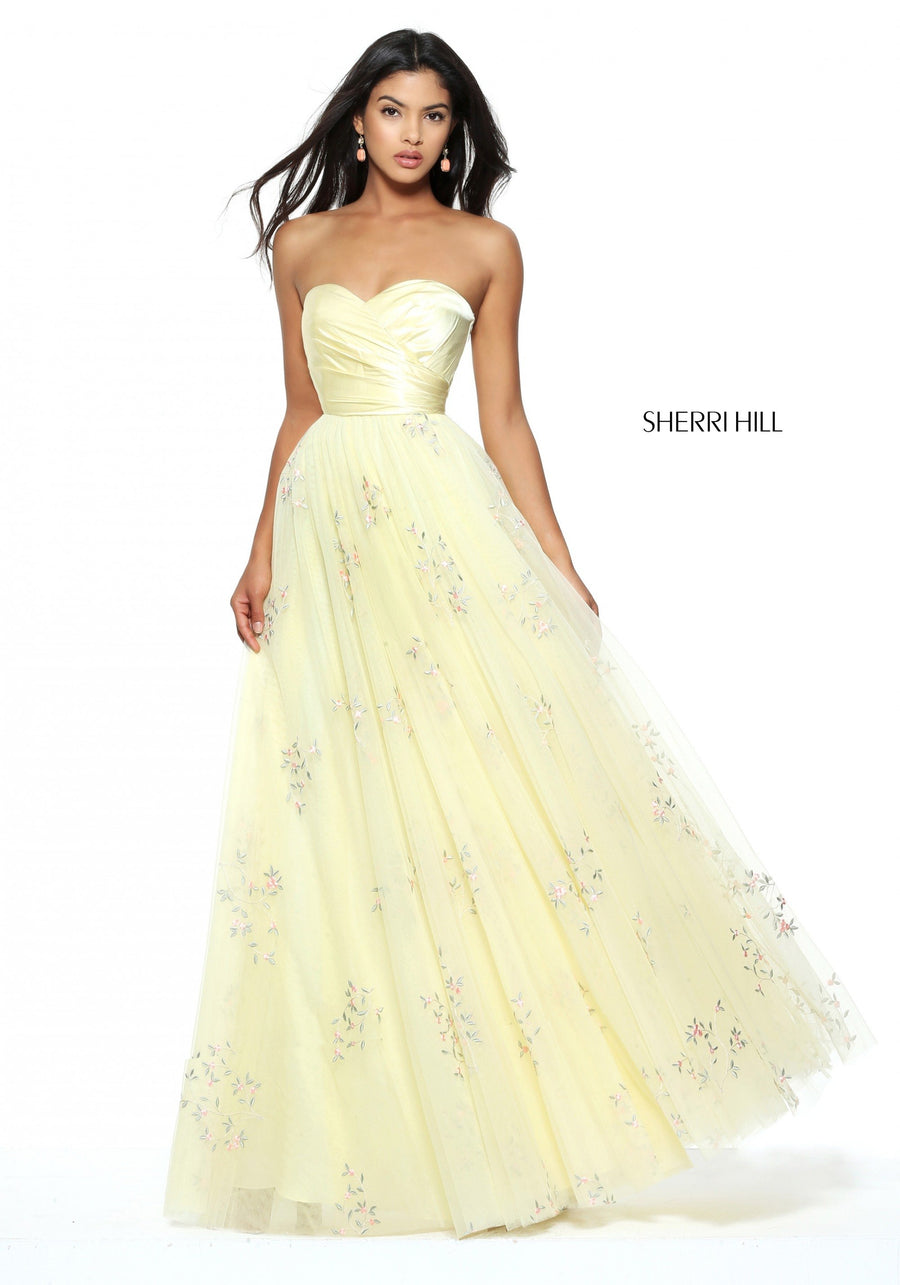 Sherri Hill style 50883 in peach, Strapless Sweetheart Gown