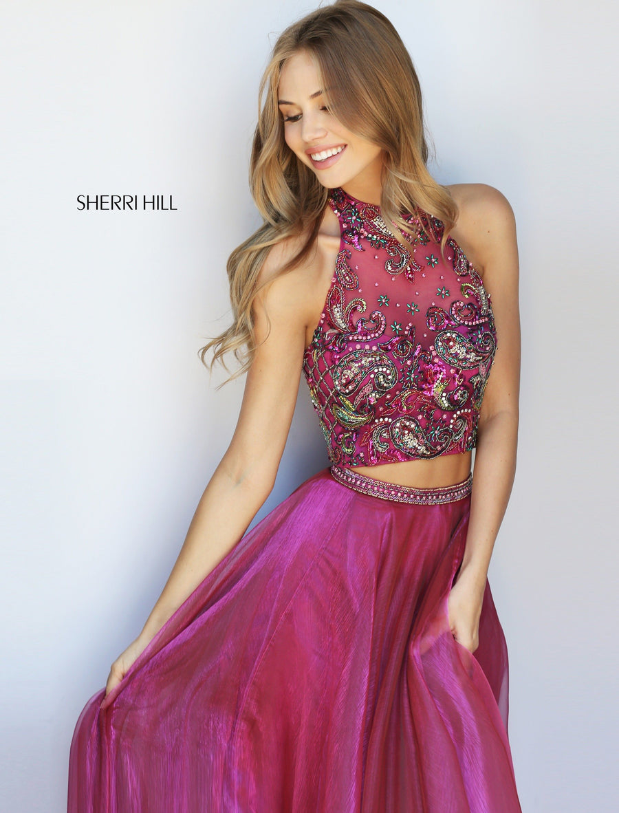 Sherri Hill style 50958 in navy, Organza Two Piece Gown