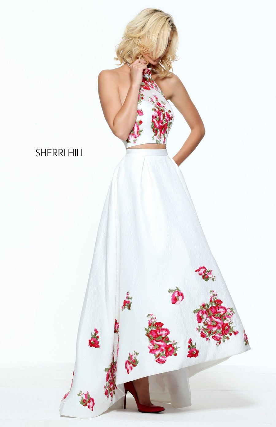 Sherri Hill style 51042 in black, Two Piece Audrey Length Gown