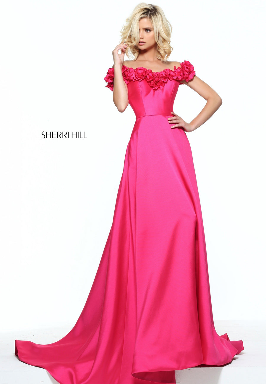 Sherri Hill style 51030 in red, Mikado A-Line Gown