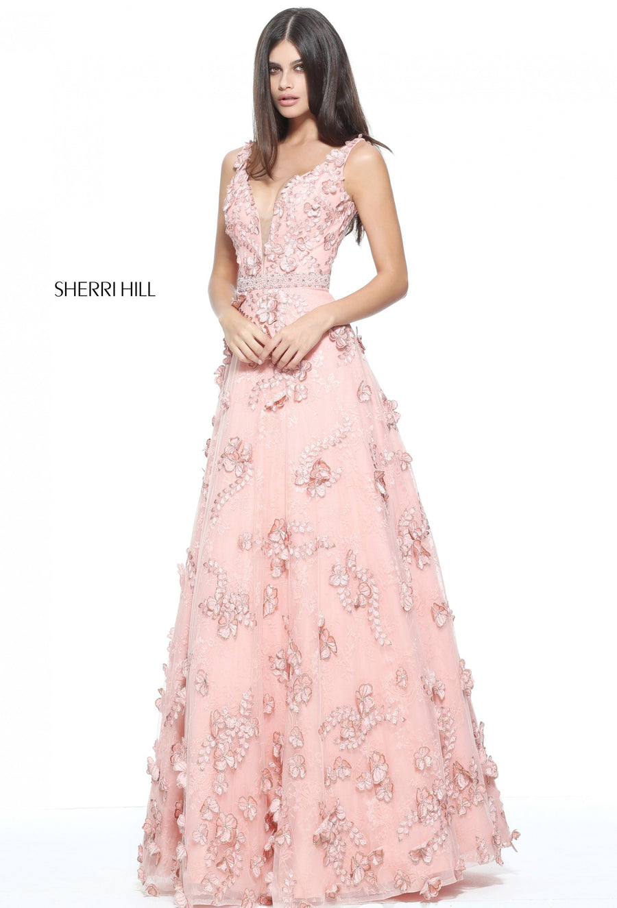 Sherri Hill style 51111 in blush, Lace Ball Gown