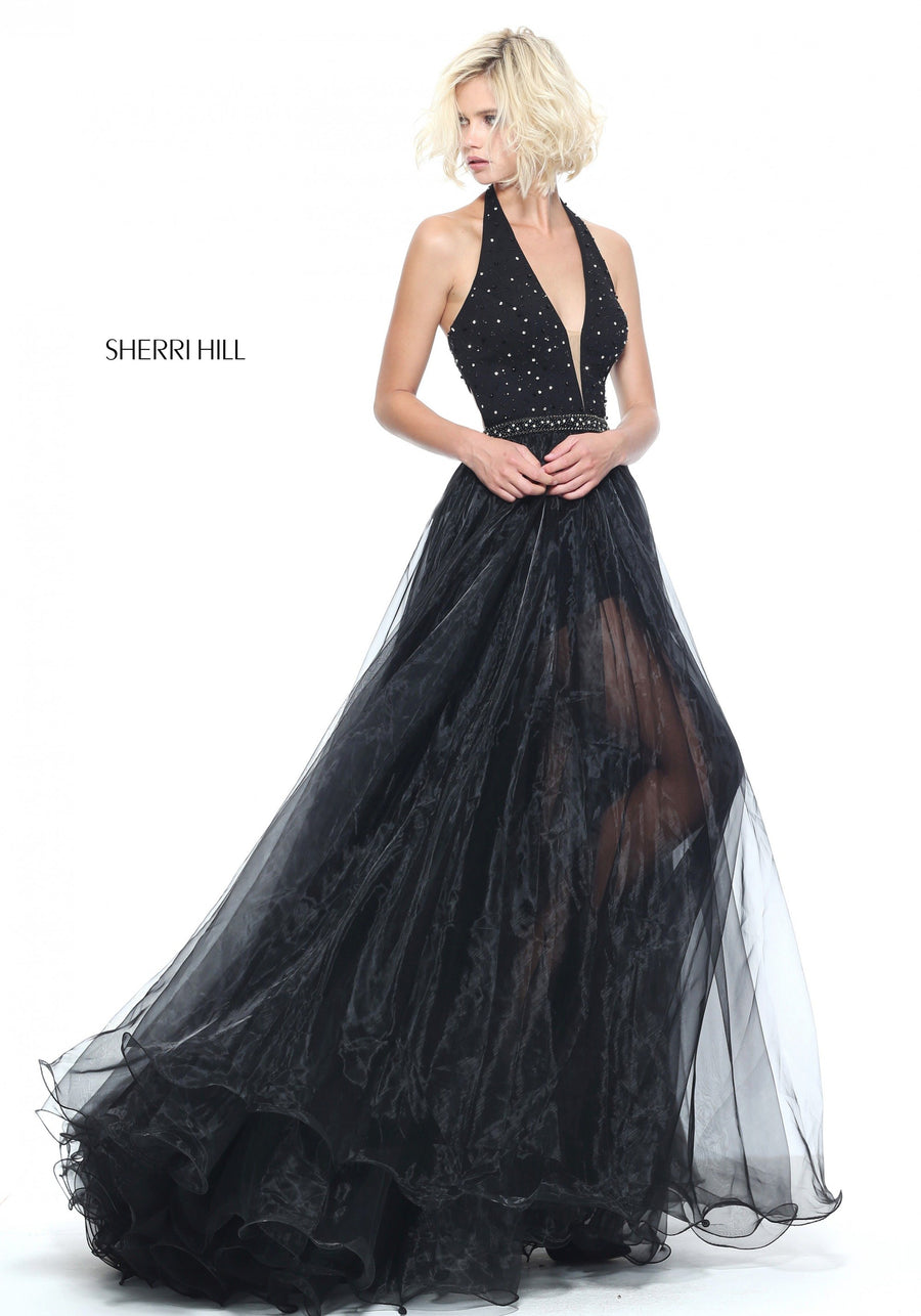 Sherri Hill style 51102 in black, Halter Beaded Romper