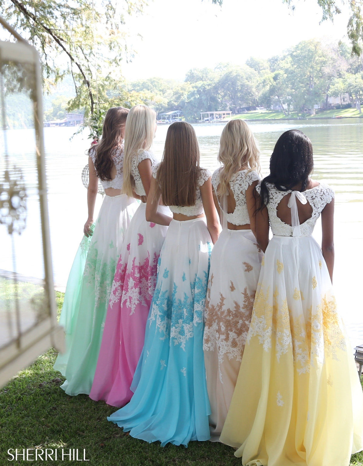 Sherri Hill 51122 lace bodice with lace embroidered skirt