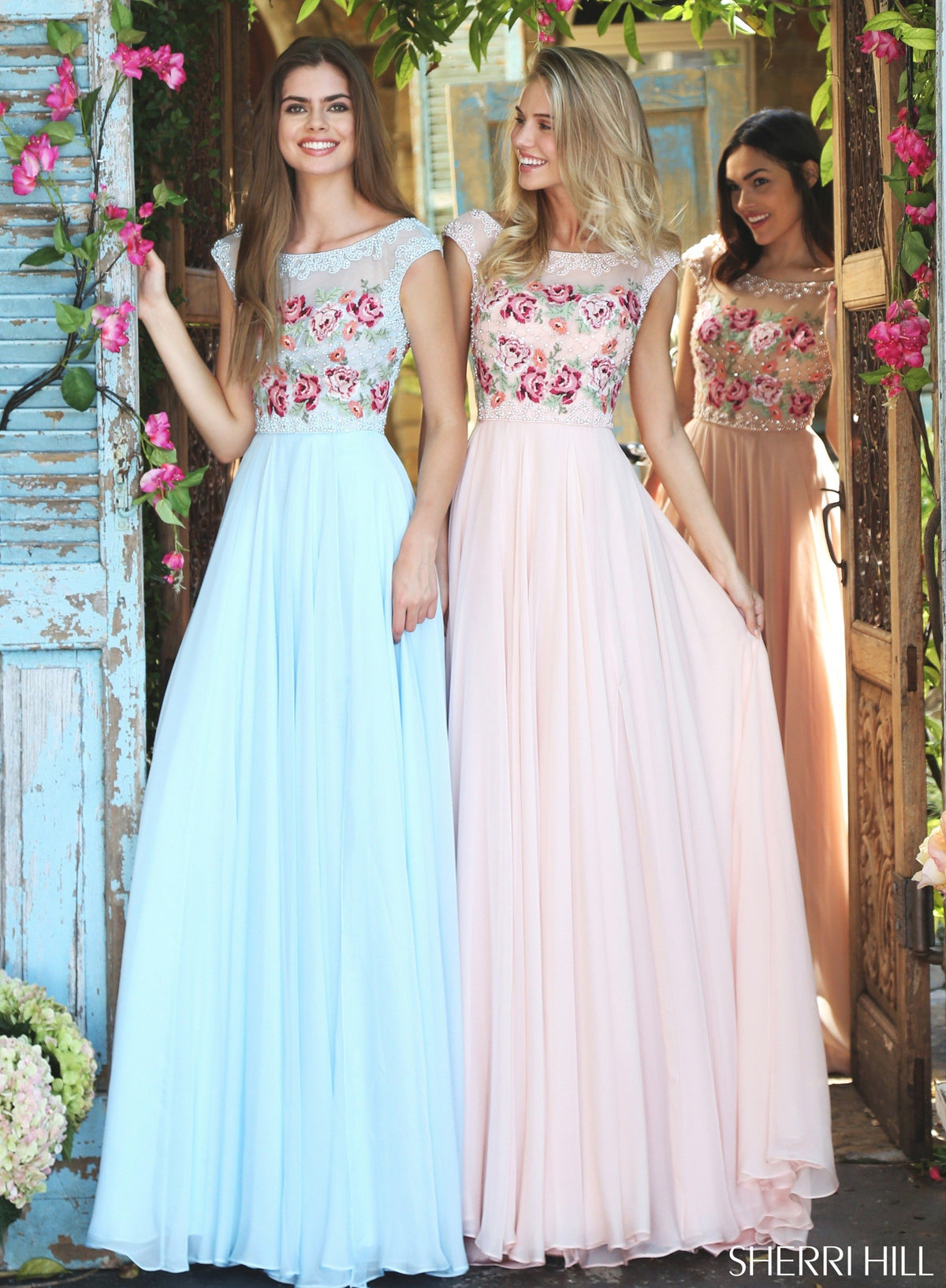 Sherri Hill 51249 cap sleeve chiffon gown