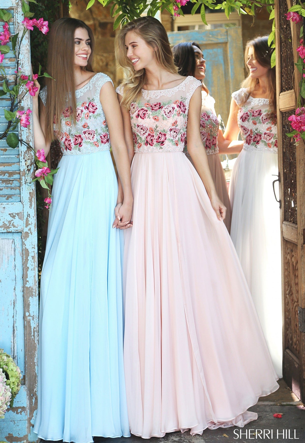 Sherri Hill 51249 cap sleeve chiffon gown