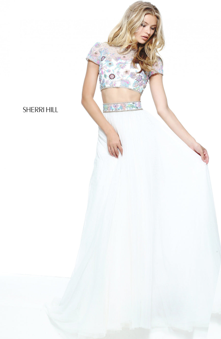 Sherri Hill style 51152 in ivory/multi, Bohemian Inspired Two-Piece Gown