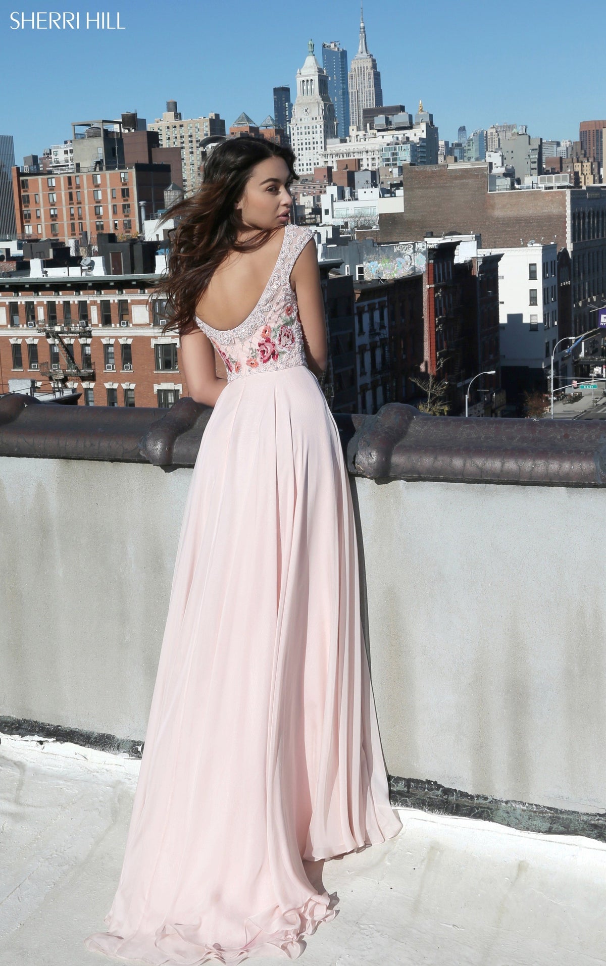 Sherri Hill 51249 cap sleeve chiffon gown