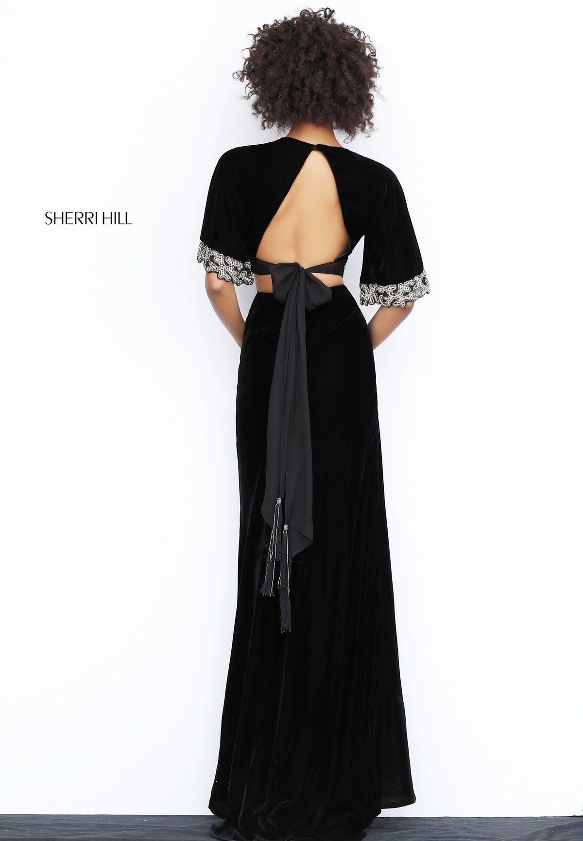 Sherri Hill 51477 velvet two piece gown in black
