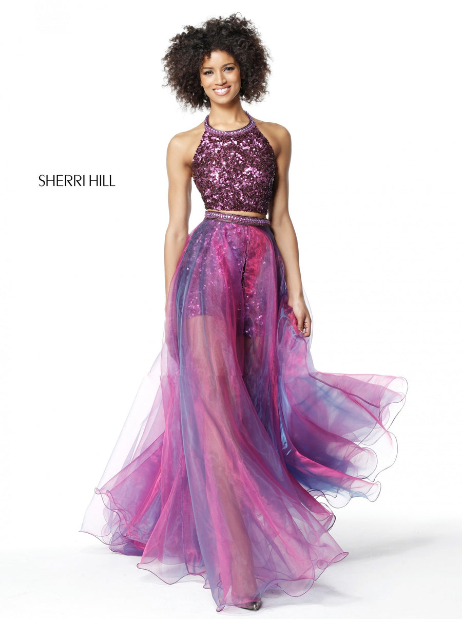 Sherri Hill style 51369 in plum, Sequin Two Piece Set