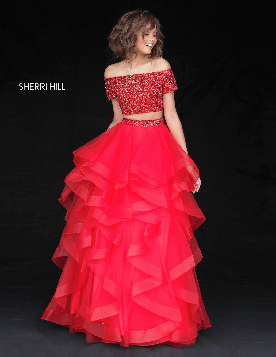 Sherri Hill style 51272 in navy, Two Piece Layered Tulle Ball Gown Skirt