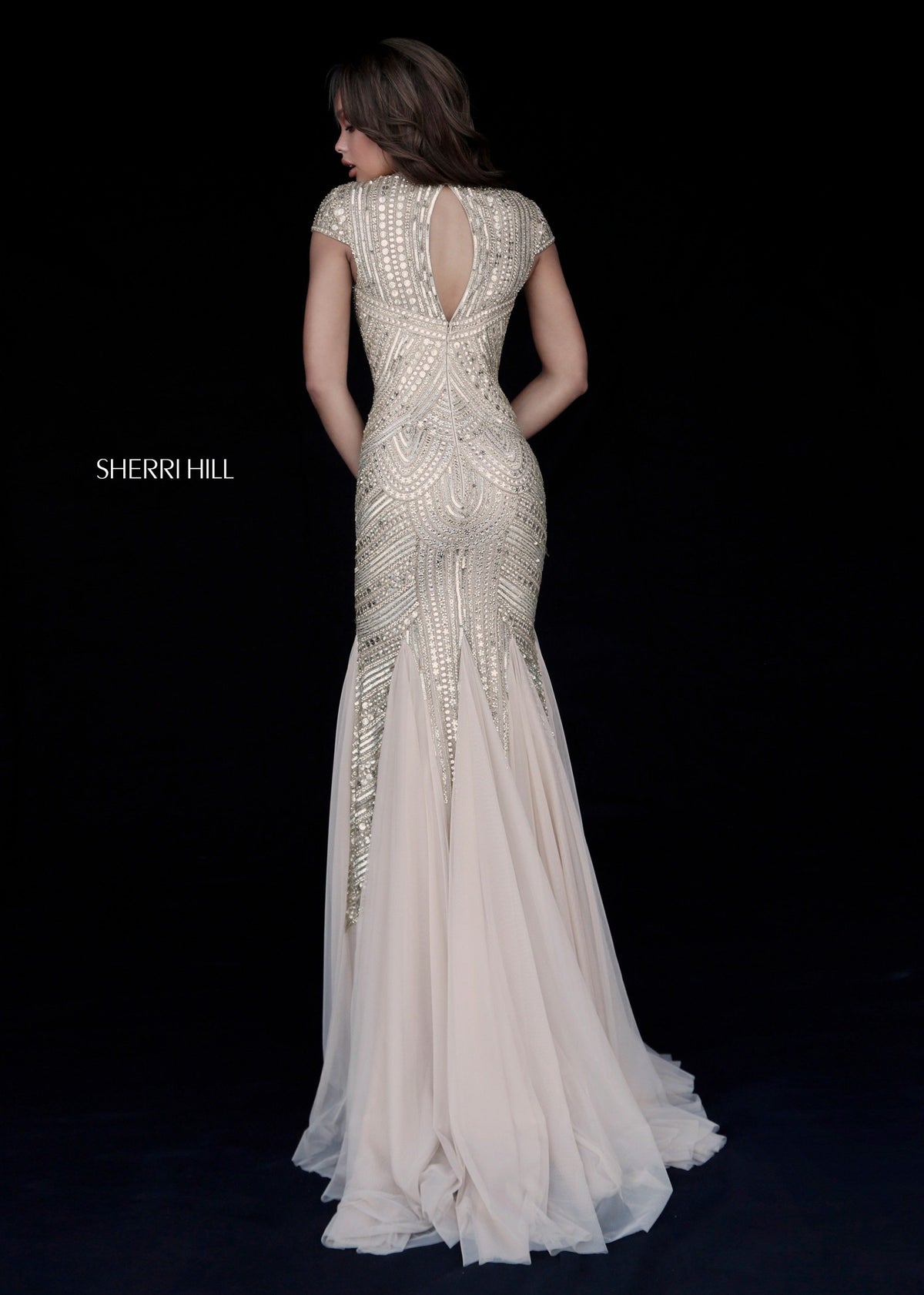 Sherri Hill 51426 beaded mermaid gown with chiffon skirt