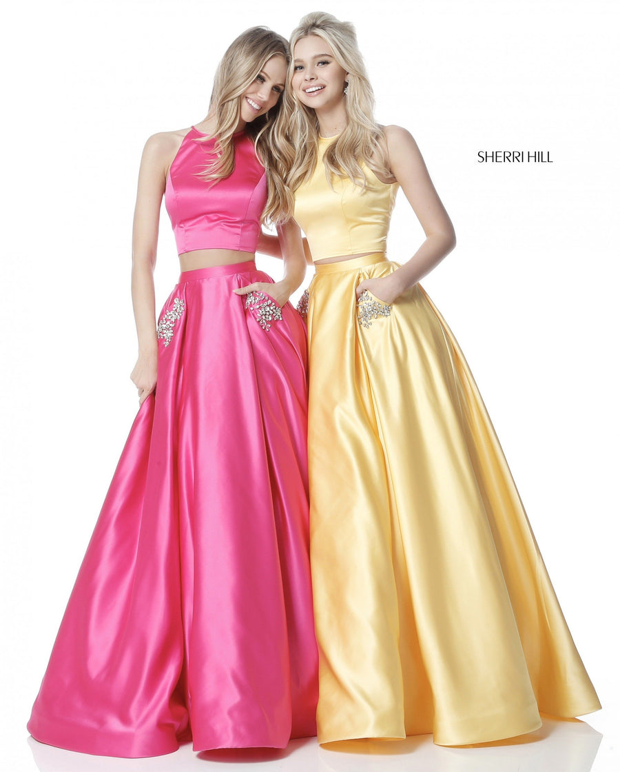 Sherri Hill style 51587 in red, Satin Ball Gown Two Piece