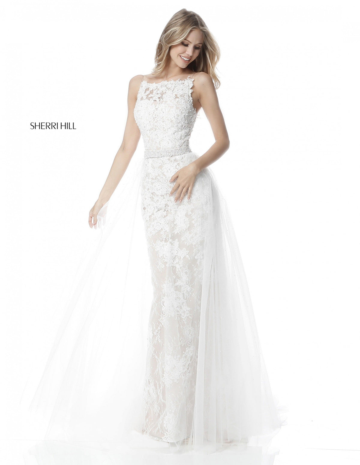 Sherri Hill 51602 lace appliqued fitted gown
