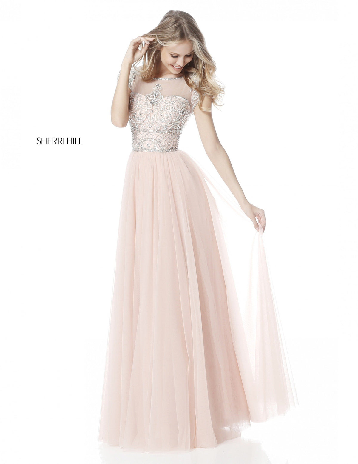 Sherri Hill 51603 chiffon gown in blush