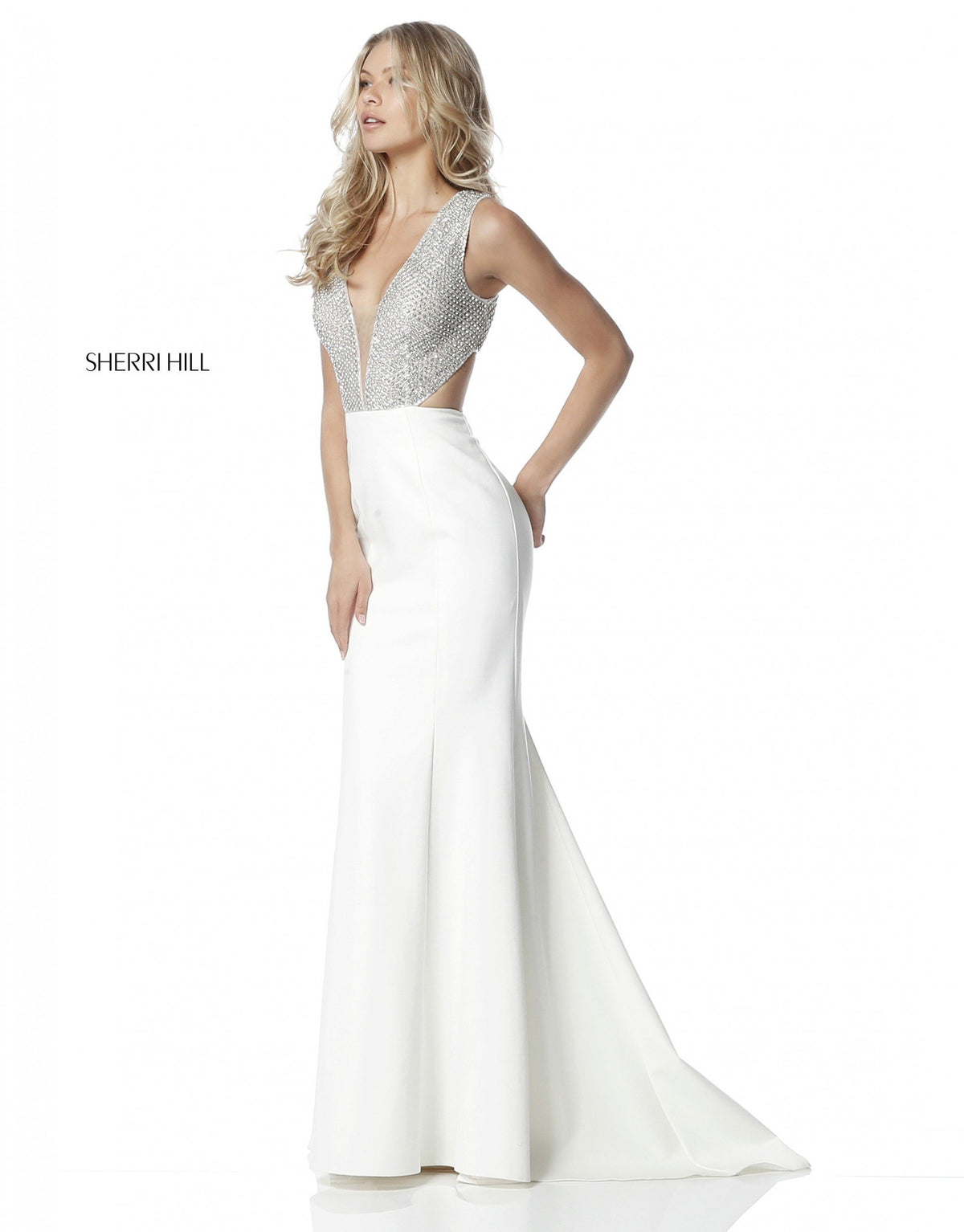 Sherri Hill 51699 v beaded bodice with jersey mermaid skirt