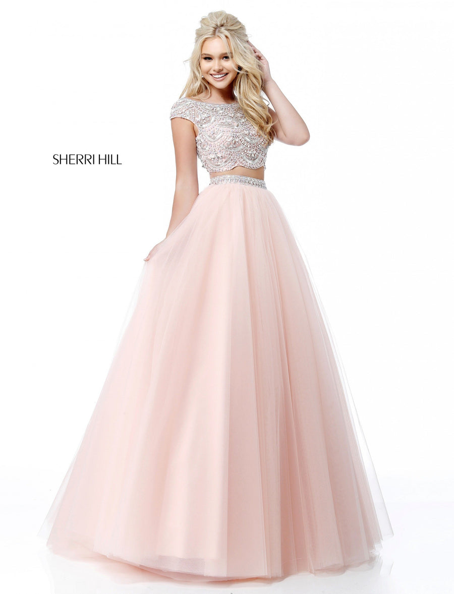 Sherri Hill style 51449 in blush, Two Piece Tulle Ball Gown Skirt