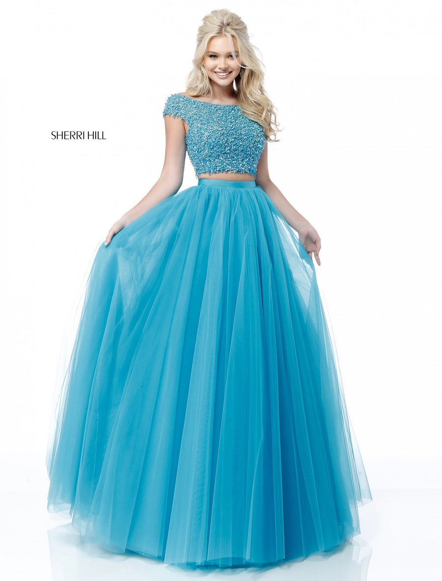 Sherri Hill style 51594 in nude, Two Piece Tulle Ball Gown Skirt
