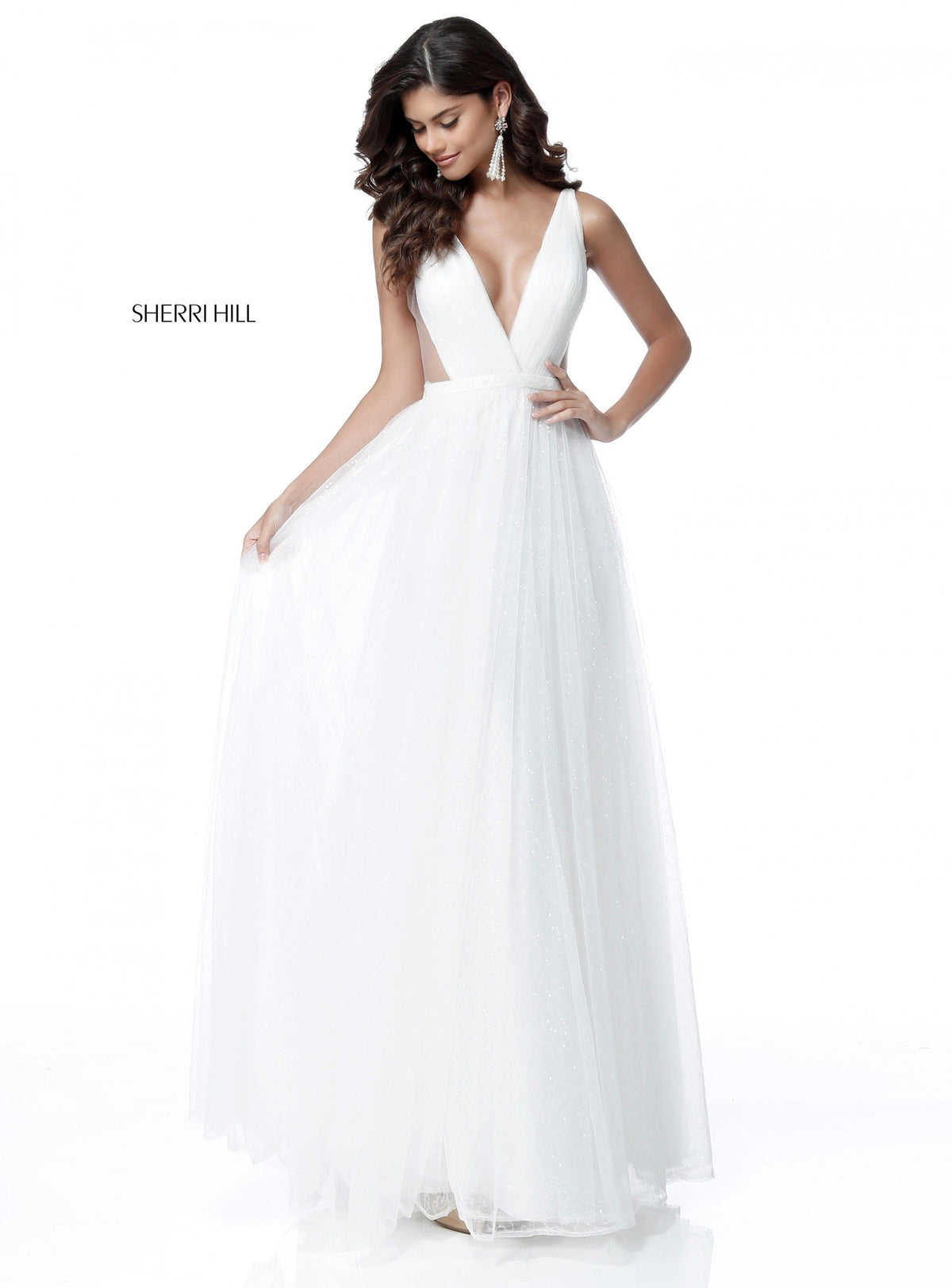 Sherri Hill 51620 tulle ball gown with deep v