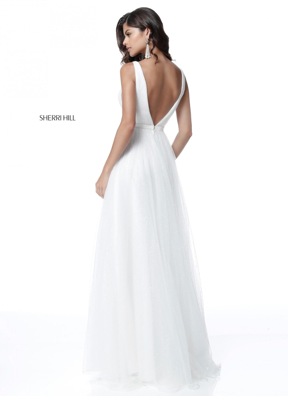 Sherri Hill 51620 tulle ball gown with deep v