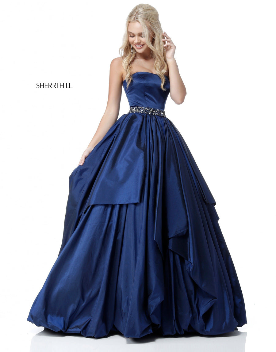 Sherri Hill style 51633 in black, Strapless Taffeta Ball Gown