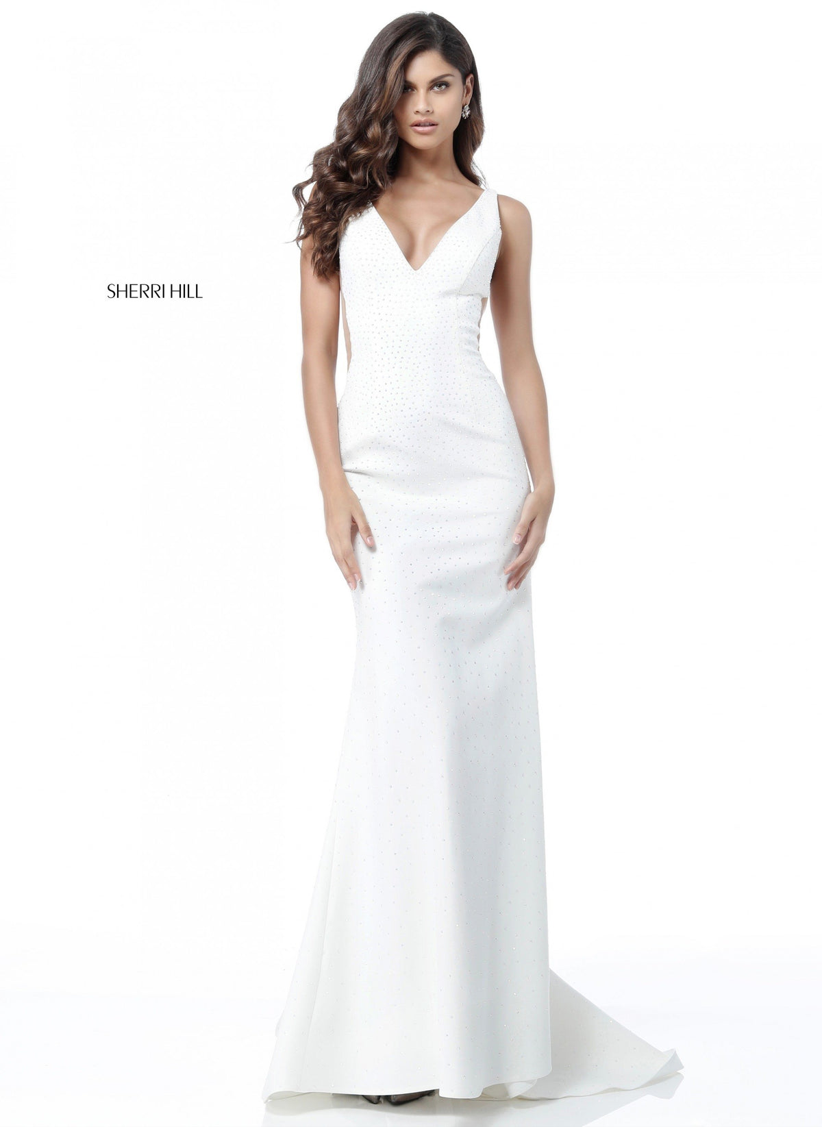 Sherri Hill 51635 deep v beaded jersey mermaid gown