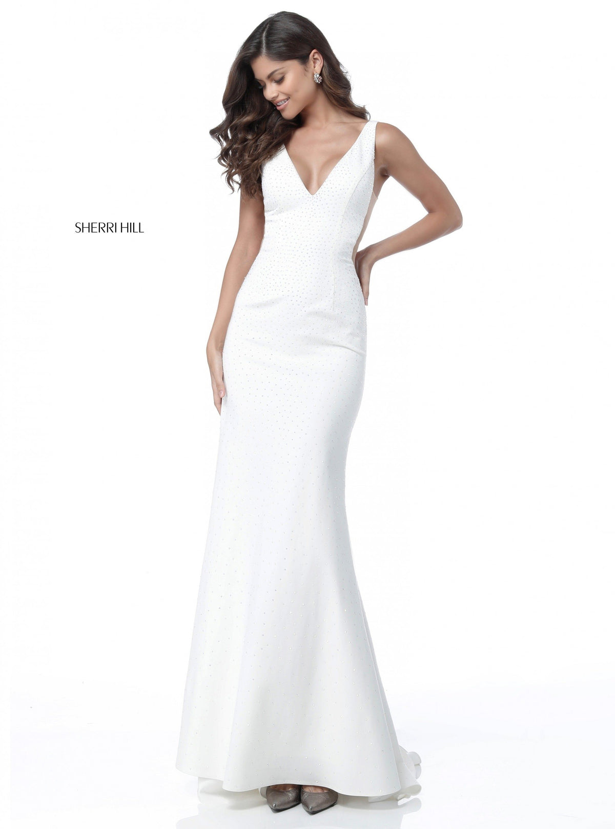 Sherri Hill 51635 deep v beaded jersey mermaid gown