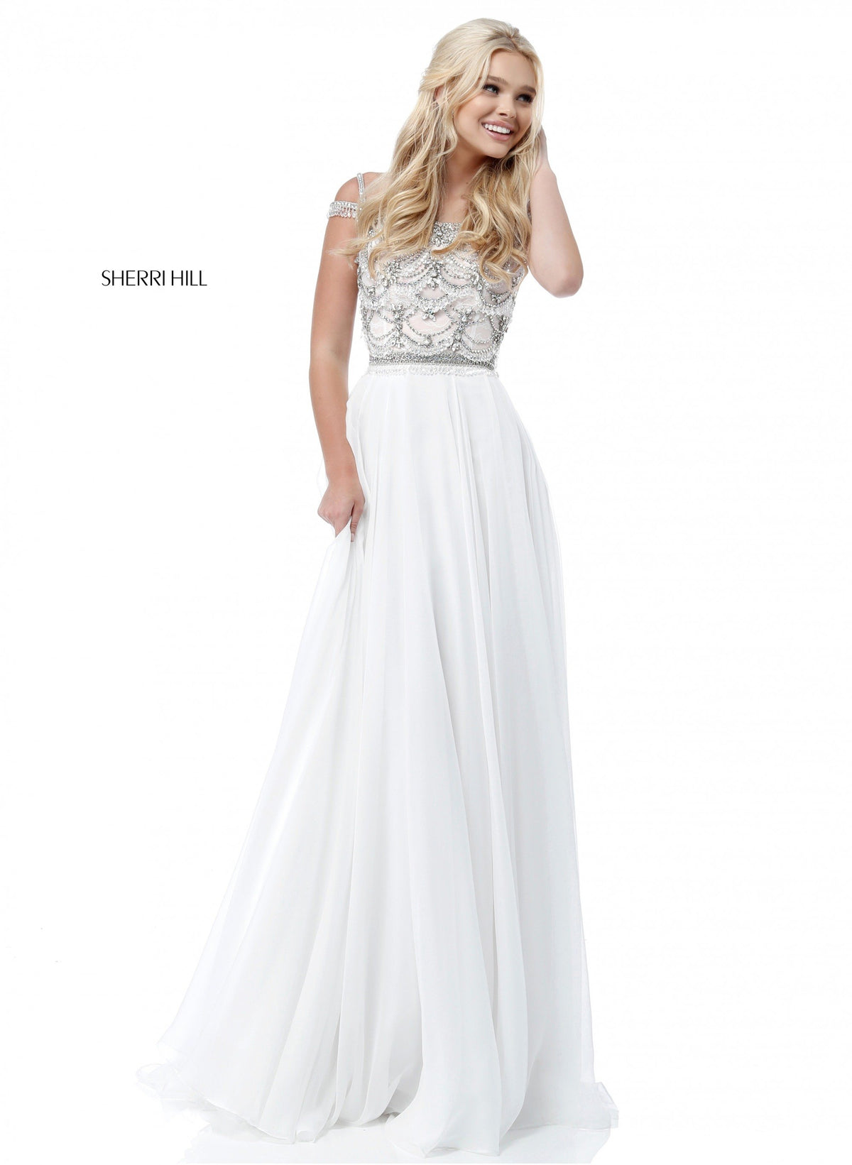 Sherri Hill 51658 beaded bodice with chiffon skirt