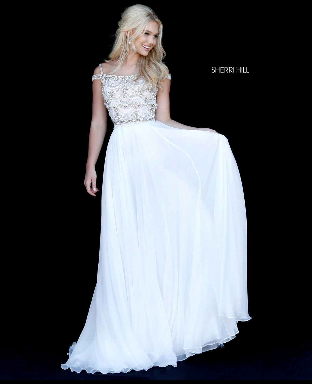 Sherri Hill 51658 beaded bodice with chiffon skirt