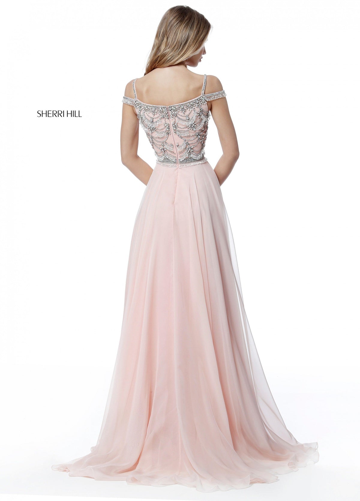 Sherri Hill 51658 beaded bodice with chiffon skirt