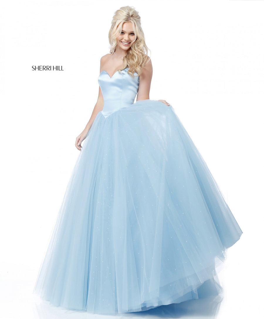 Sherri Hill style 51728 in pink, Sweetheart Bodice with Tulle Ball Gown