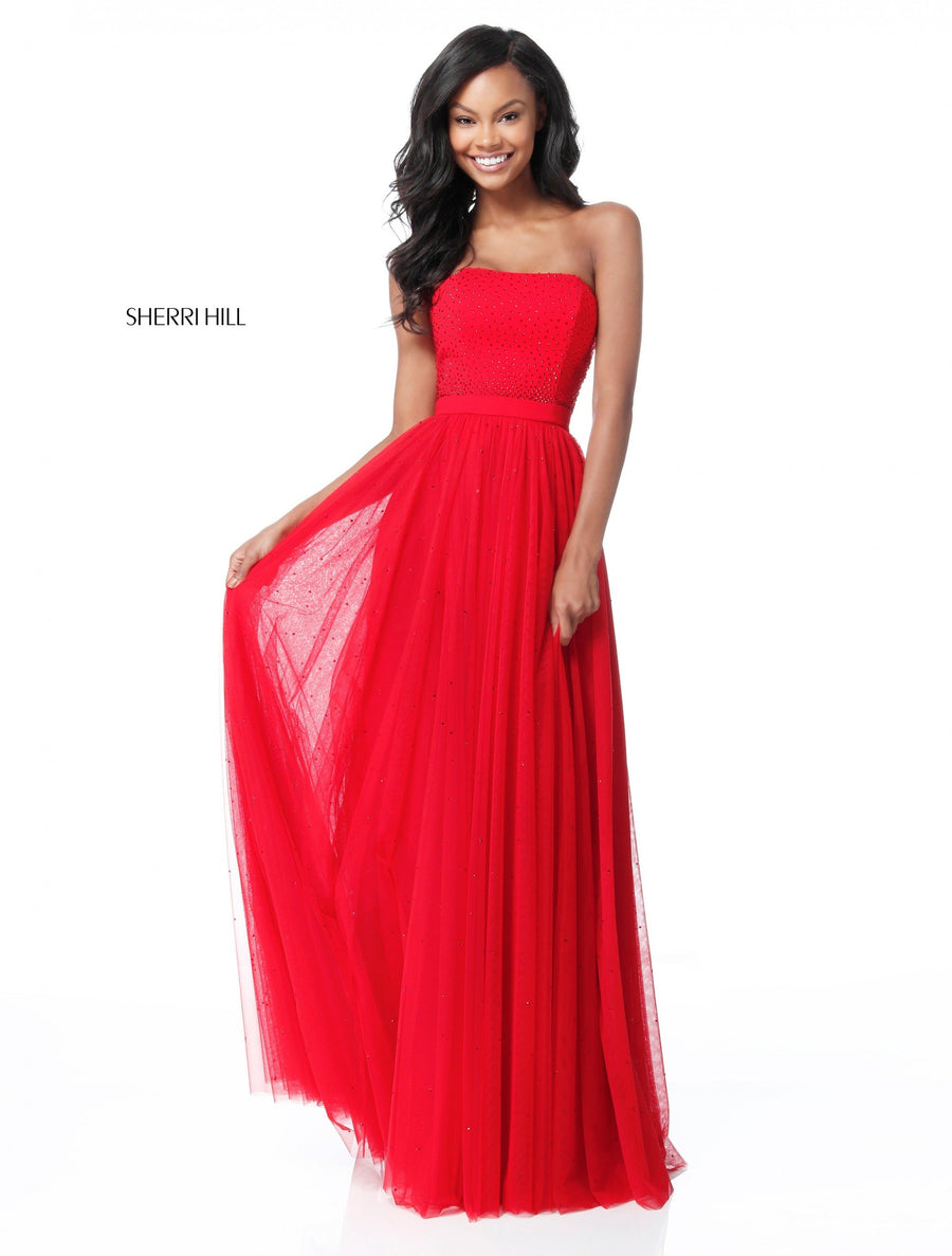 Sherri Hill style 51667 in royal, Beaded Jersey Bodice with Tulle Skirt