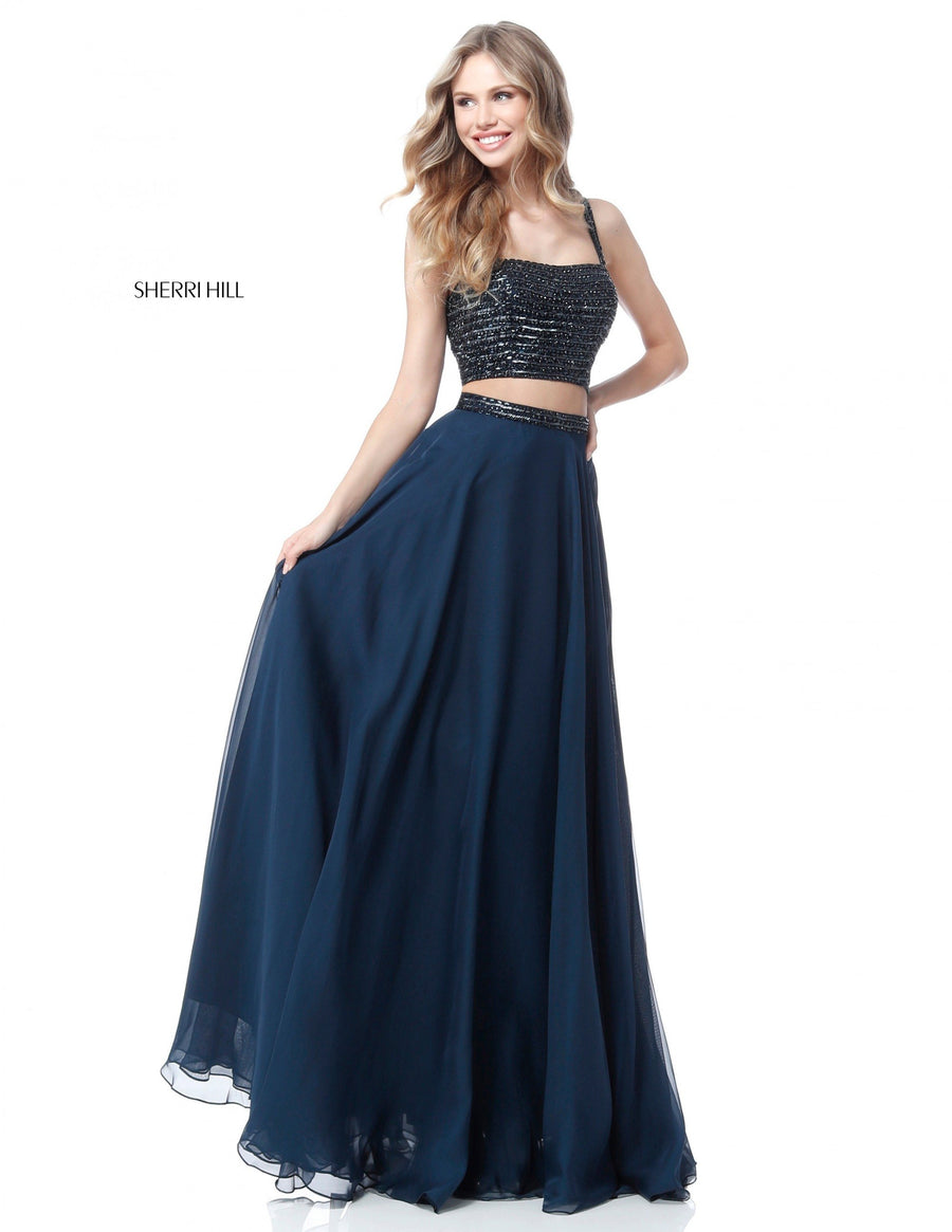 Sherri Hill style 51688 in jade, Two Piece Chiffon Skirt