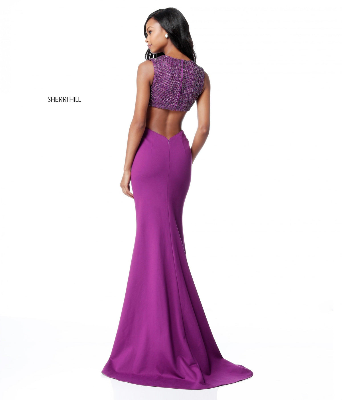Sherri Hill 51698 cut out bodice with fitted jersey skirt