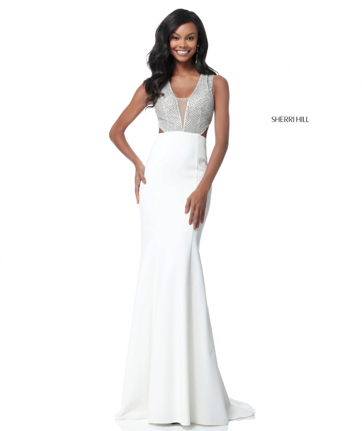 Sherri Hill 51699 v beaded bodice with jersey mermaid skirt