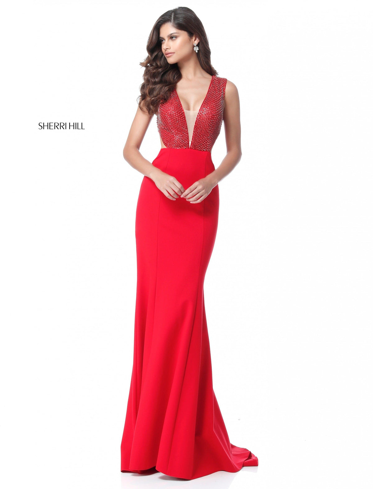 Sherri Hill 51699 v beaded bodice with jersey mermaid skirt