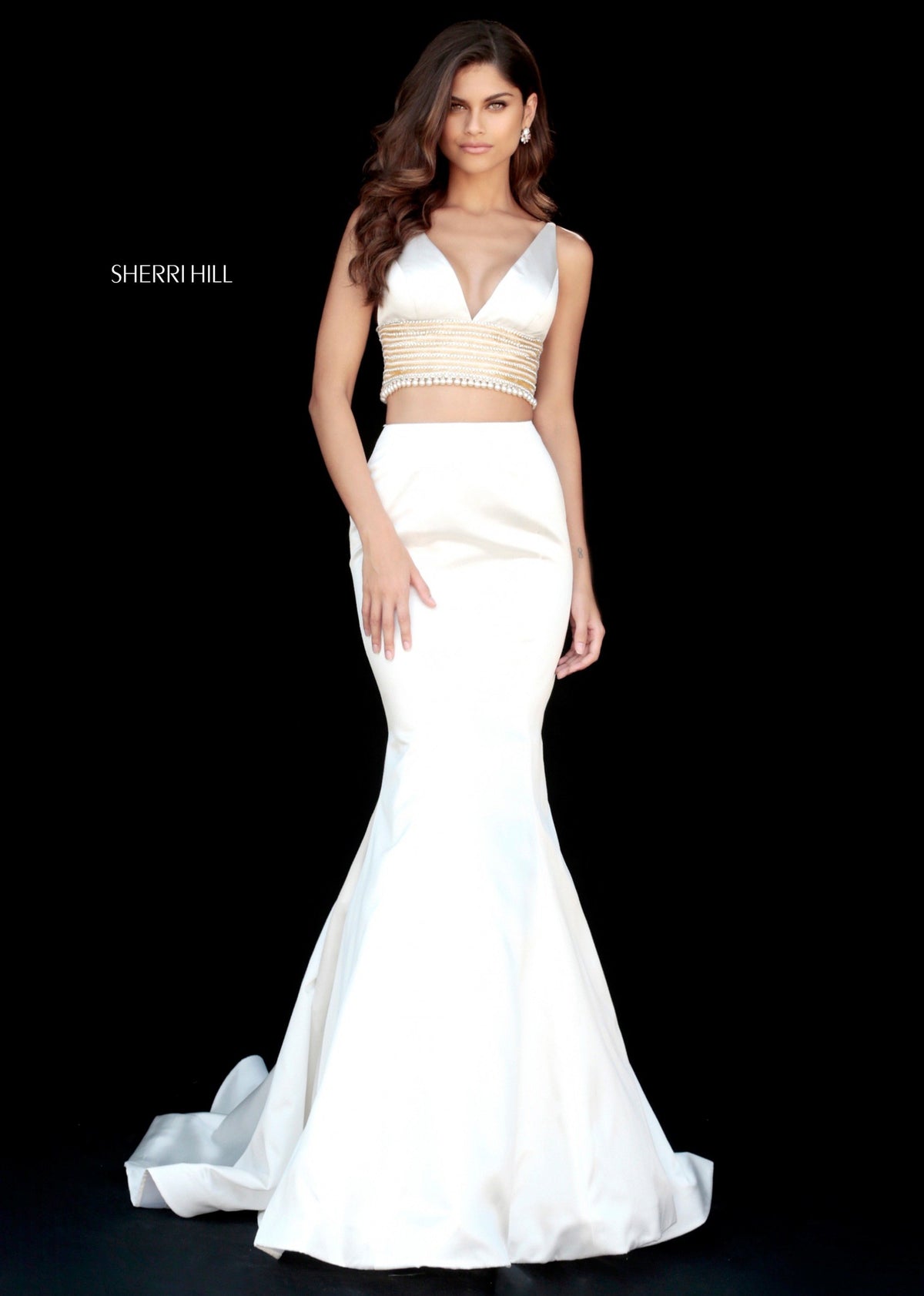 Sherri Hill 51711 satin two piece mermaid skirt