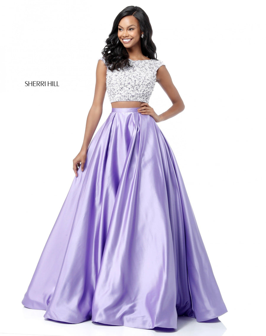 Sherri Hill style 51714 in ivory, Two Piece Satin Ball Gown Skirt