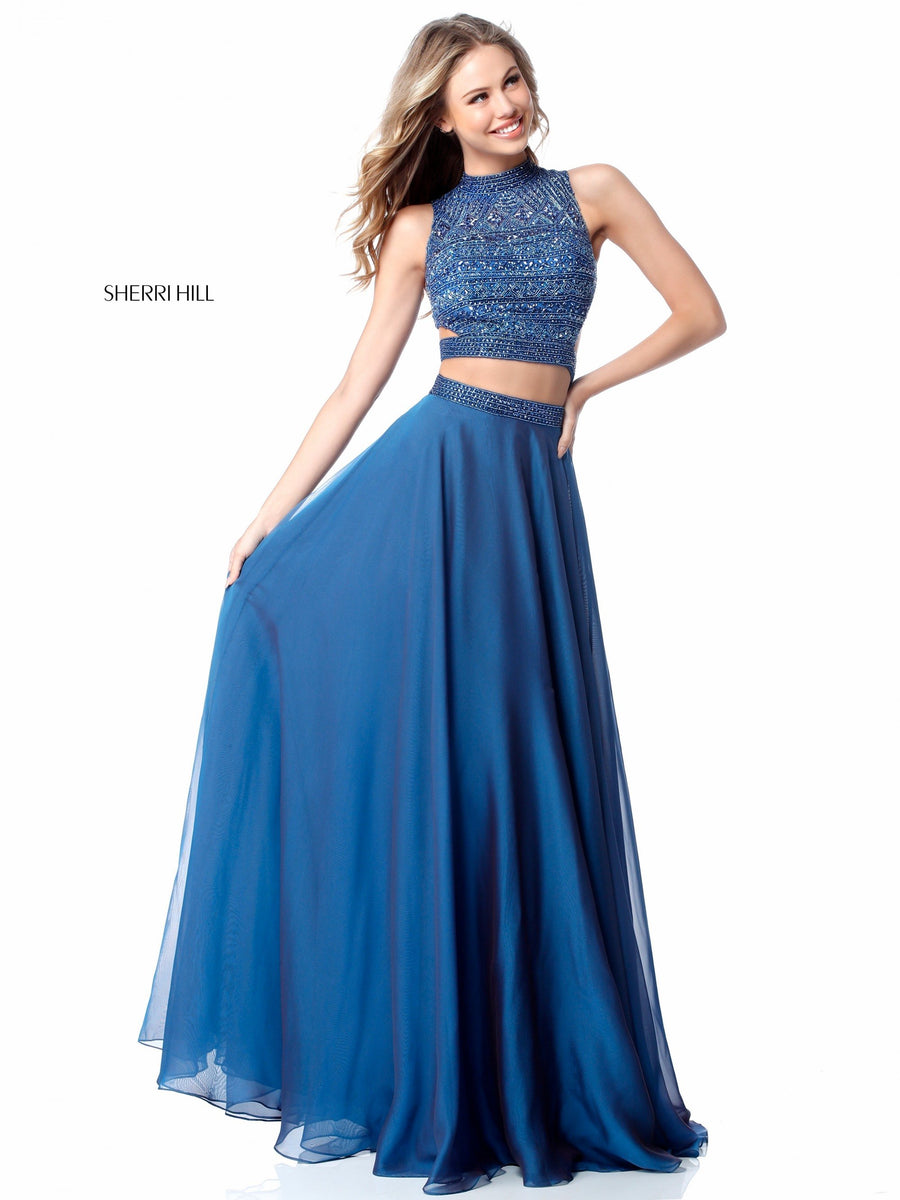 Sherri Hill style 51871 in blue, Two Piece Chiffon Skirt