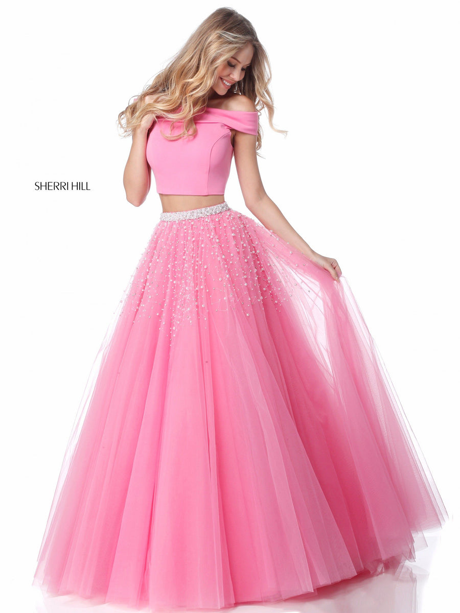 Sherri Hill style 51907 in pink, Bodice and Tulle A-Line Skirt