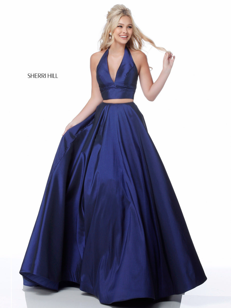 Sherri Hill style 51923 in black, Two Piece Tafetta Ball Gown